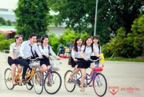Viết một đoạn văn bằng Tiếng Anh: về việc đi xe đạp đến trường