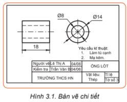 Giải Công nghệ 8 sách Kết nối tri thức, bài 3: Bản vẽ chi tiết