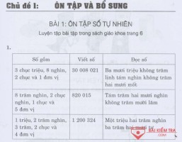 Giải bài tập Toán 5, Bài 1: Ôn tập số tự nhiên