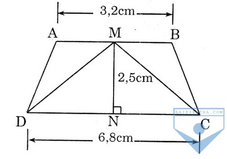 Diện tích của hình thang ABCD to hơn diện tích S của hình tam giác MDC bao nhiêu