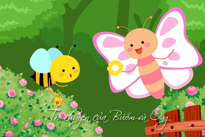 Kể lại cuộc gặp gỡ giữa bướm và ong trong vườn hoa