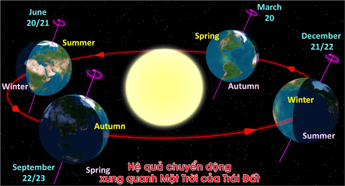 Hệ quả chuyển động xung quanh Mặt Trời của Trái Đất