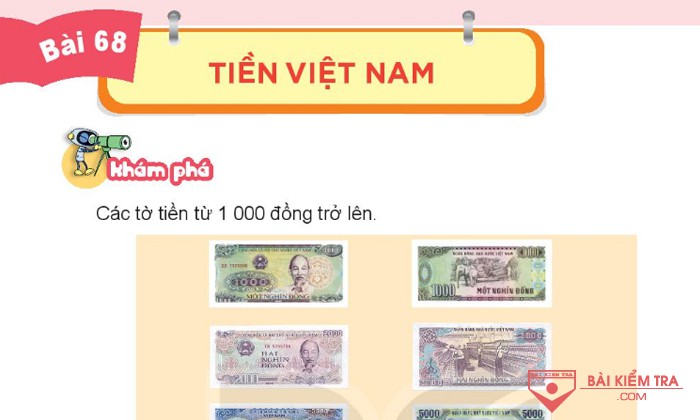 Giải Toán 3, Kết nối tri thức, Bài 68: Tiền Việt Nam